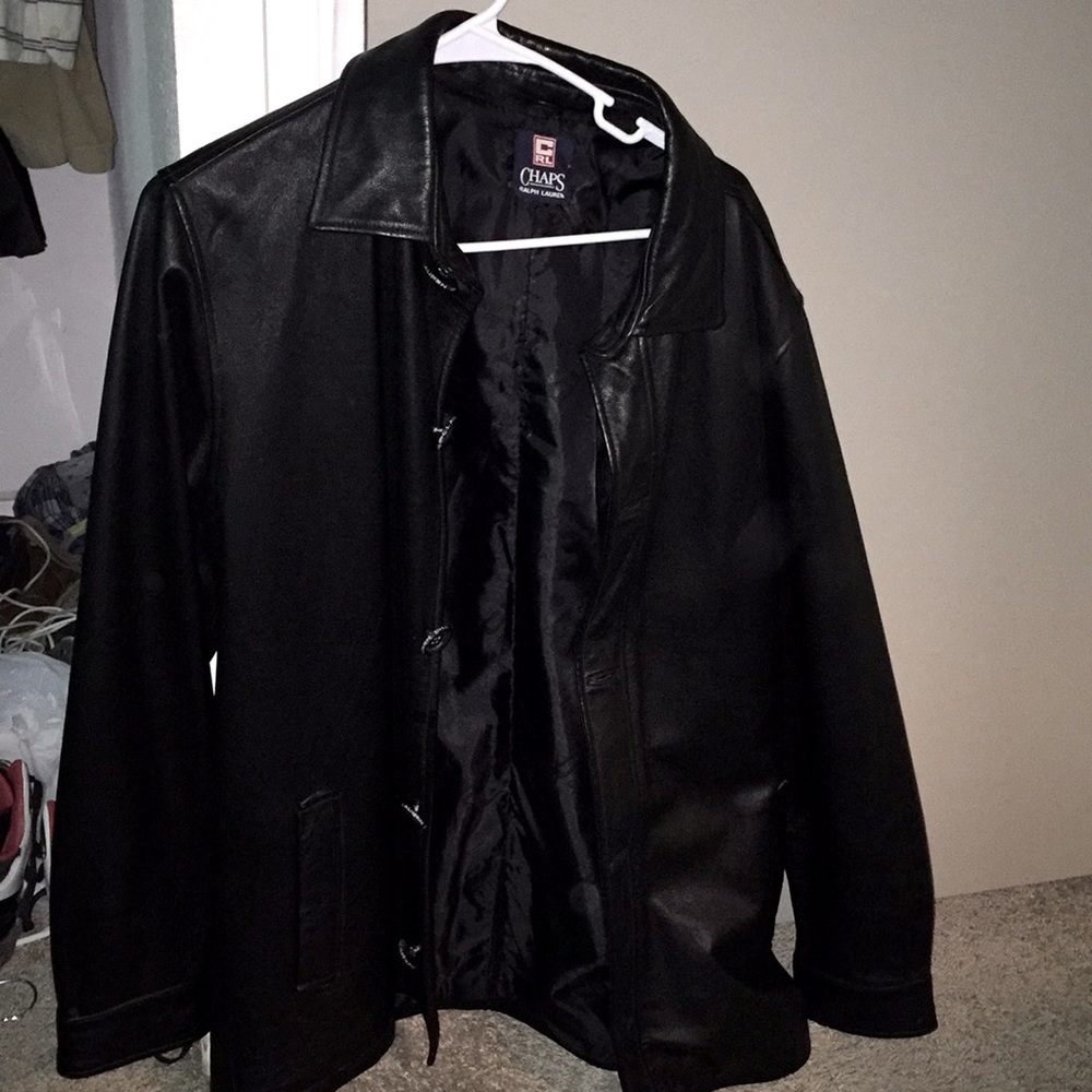 Chaps x Ralph Lauren leather button up jacket